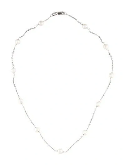 Pre-owned I. Reiss 14k Pearl Station Necklace, 15.5" In Multi