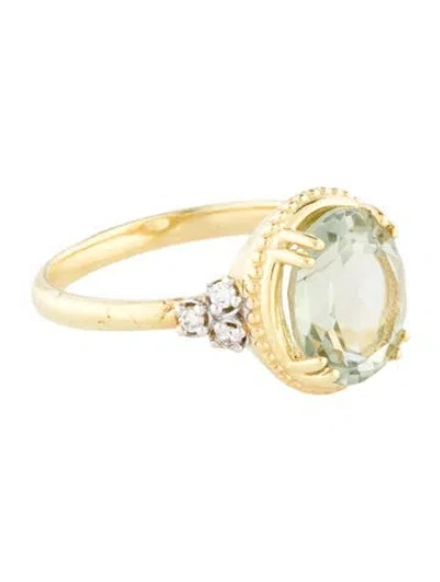 Pre-owned I. Reiss 14k Prasiolite & Diamond Cocktail Ring In Multi