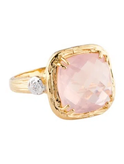 Pre-owned I. Reiss 14k Rose Quartz & Diamond Cocktail Ring In Multi