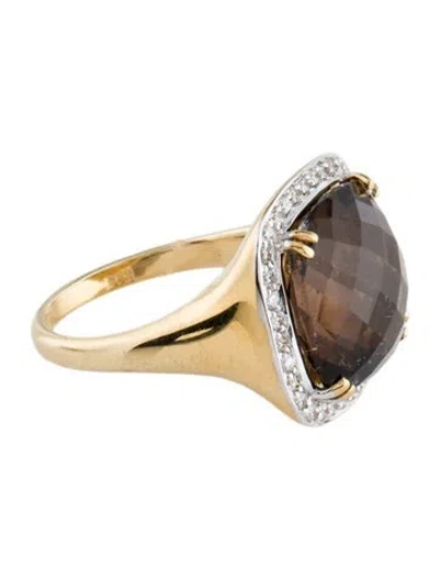 Pre-owned I. Reiss 14k Smoky Quartz & Diamond Cocktail Ring In Multi