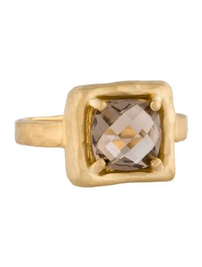 Pre-owned I. Reiss 14k Smoky Quartz Matte Cocktail Ring In Multi