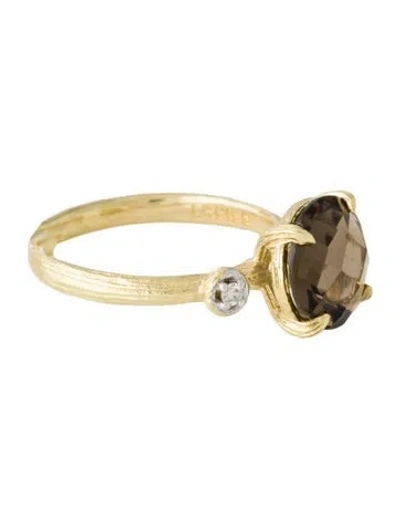 Pre-owned I. Reiss 14k Smoky Topaz & Diamond Cocktail Ring In Multi