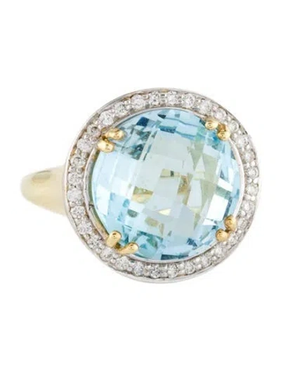 Pre-owned I. Reiss 14k Topaz & Diamond Cocktail Ring In Multi