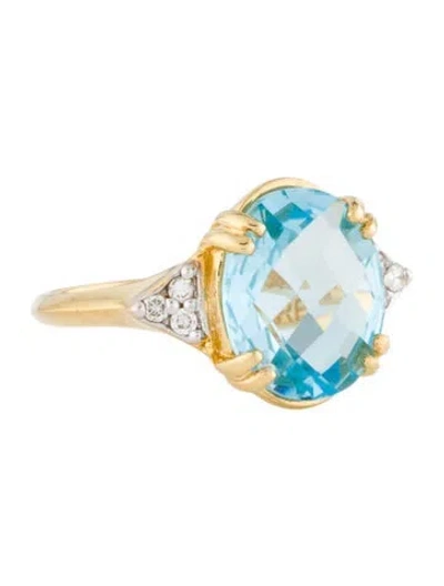 Pre-owned I. Reiss 14k Topaz & Diamond Cocktail Ring In Multi