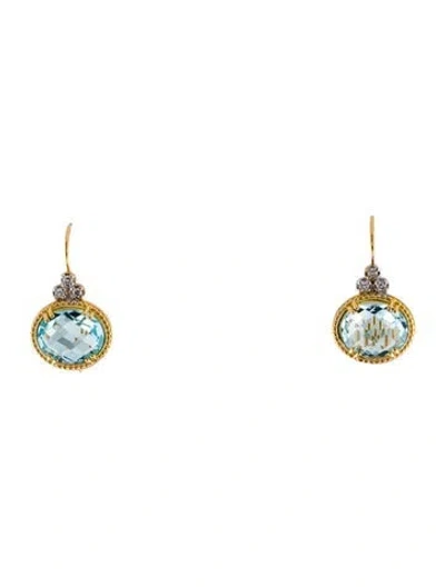 Pre-owned I. Reiss 14k Topaz & Diamond Drop Earrings In Multi