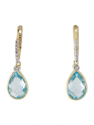 Pre-owned I. Reiss 14k Topaz & Diamond Drop Earrings In Multi