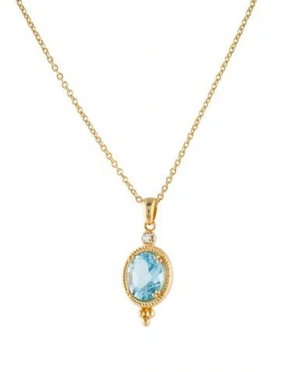 Pre-owned I. Reiss 14k Topaz & Diamond Pendant Necklace, 16" In Multi