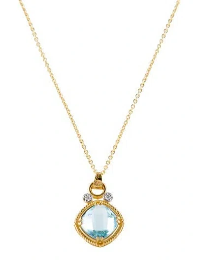 Pre-owned I. Reiss 14k Topaz & Diamond Pendant Necklace, 18" In Multi