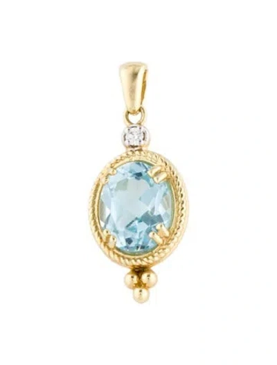 Pre-owned I. Reiss 14k Topaz & Lab-grown Diamond Pendant In Multi