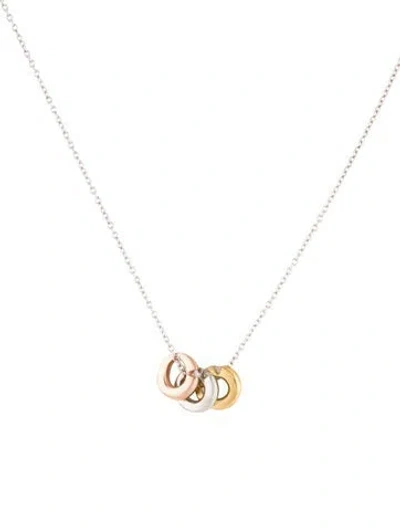 Pre-owned I. Reiss 14k Tri-color Diamond Pendant Necklace, 16" In Multi