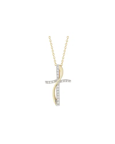 I. REISS I. REISS 14K TWO-TONE 0.15 CT. TW. DIAMOND CROSS & FLAME NECKLACE