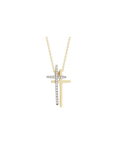 I. Reiss 14k Two-tone 0.15 Ct. Tw. Diamond Double Cross Necklace