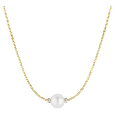 Pre-owned I. Reiss 14k Yellow Gold Fresh-water Pearl Mesh Necklace