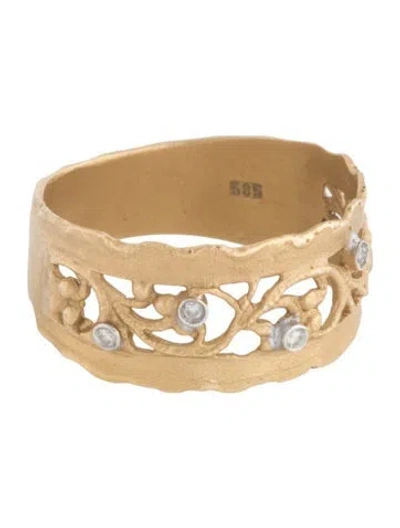 Pre-owned I. Reiss 18k Diamond Filigree Gallery Band In Multicolor
