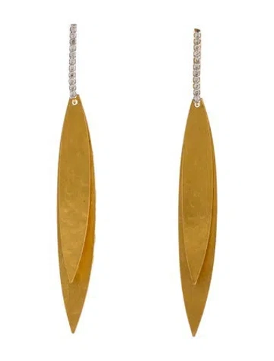 Pre-owned I. Reiss 4k Diamond Leaf Drop Earrings In Multi