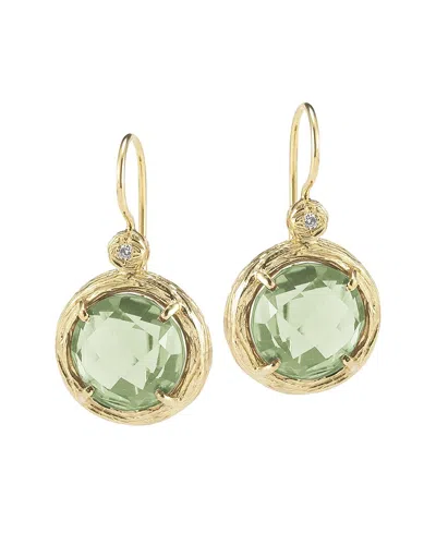 I. REISS I. REISS COLOR COLLECTION 14K 2.78 CT. TW. DIAMOND & GREEN AMETHYST EARRINGS