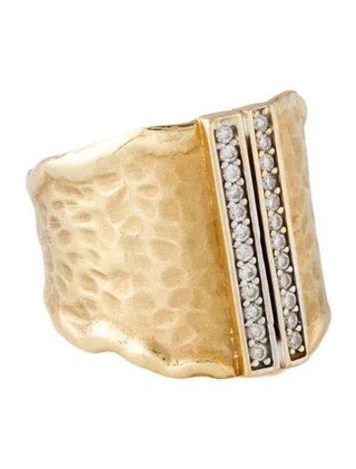 Pre-owned I. Reiss Diamond Hammered Cocktail Ring In Multicolor