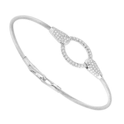Pre-owned I. Reiss Handcrafted 14 Karat White Gold Open Oval Wire Bracelet