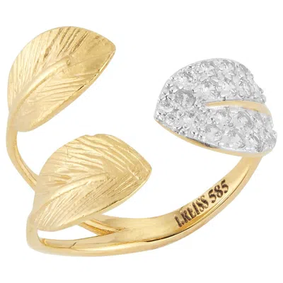 Pre-owned I. Reiss Handcrafted 14 Karat Yellow Gold 3-leaf Ring