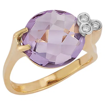 Pre-owned I. Reiss Hand-crafted 14 Karat Yellow Gold Amethyst Color Stone Cocktail Ring