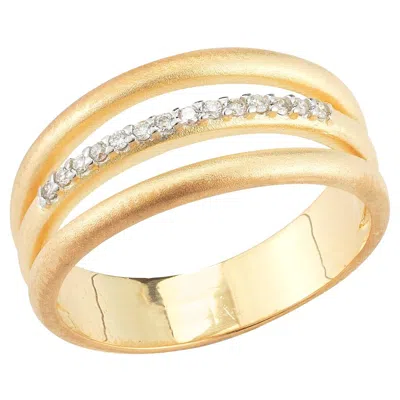 Pre-owned I. Reiss Hand-crafted 14 Karat Yellow Gold Arch Ring Accented With Diamonds