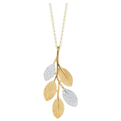 Pre-owned I. Reiss Handcrafted 14 Karat Yellow Gold Branching Leaves Pendant