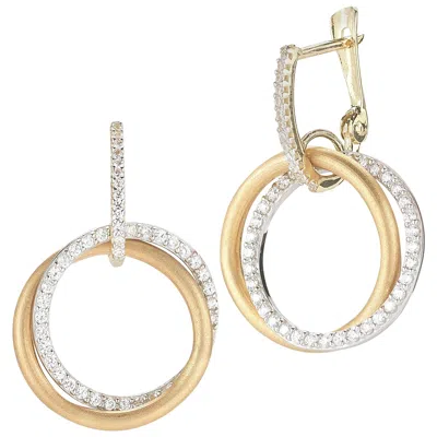Pre-owned I. Reiss Handcrafted 14 Karat Yellow Gold Circle Of Love Dangling Earrings