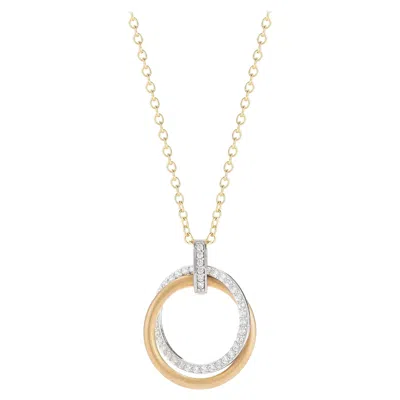 Pre-owned I. Reiss Handcrafted 14 Karat Yellow Gold Circle Of Love Gold And Diamond Pendant