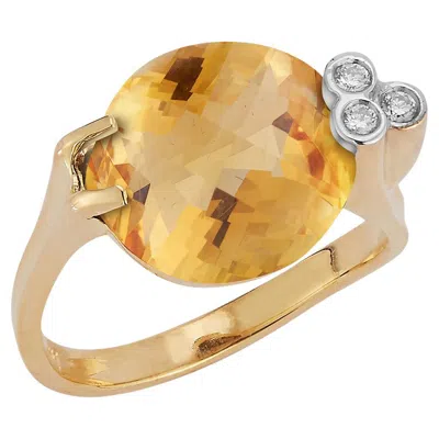Pre-owned I. Reiss Hand-crafted 14 Karat Yellow Gold Citrine Color Stone Cocktail Ring