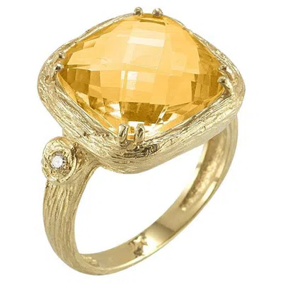 Pre-owned I. Reiss Hand-crafted 14 Karat Yellow Gold Citrine Color Stone Ring
