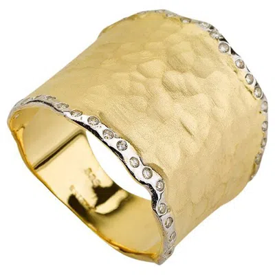 Pre-owned I. Reiss Hand-crafted 14 Karat Yellow Gold Cuff Ring