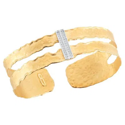 Pre-owned I. Reiss Handcrafted 14 Karat Yellow Gold Cutout Cuff Bracelet