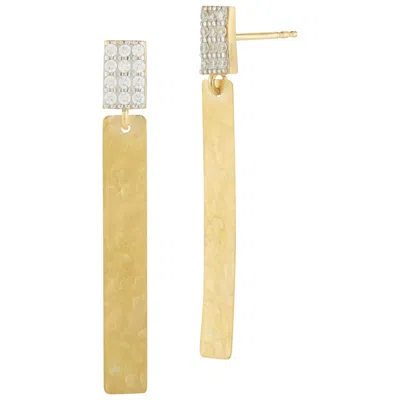 Pre-owned I. Reiss Handcrafted 14 Karat Yellow Gold Dangling Hammered Stick Earrings