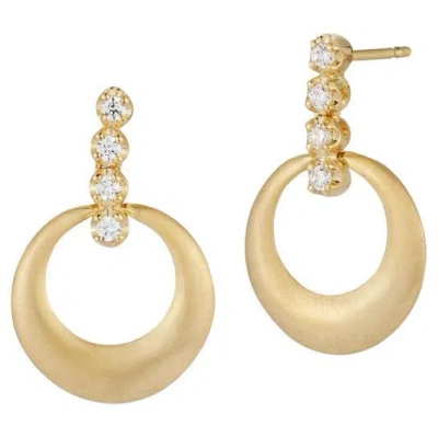 Pre-owned I. Reiss Hand-crafted 14 Karat Yellow Gold Dangling Open Circle Earrings