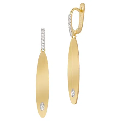 Pre-owned I. Reiss Hand-crafted 14 Karat Yellow Gold Dangling Oval-shaped Earrings
