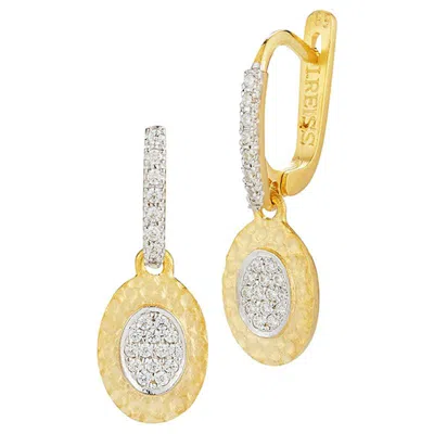 Pre-owned I. Reiss Handcrafted 14 Karat Yellow Gold Dangling Oval-shaped Earrings