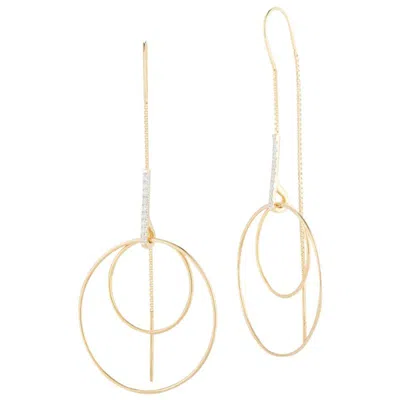 Pre-owned I. Reiss Handcrafted 14 Karat Yellow Gold Dangling Thread Earrings