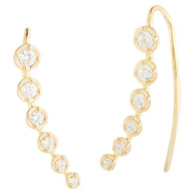 Pre-owned I. Reiss Hand-crafted 14 Karat Yellow Gold Diamond Bezel Climber Earrings