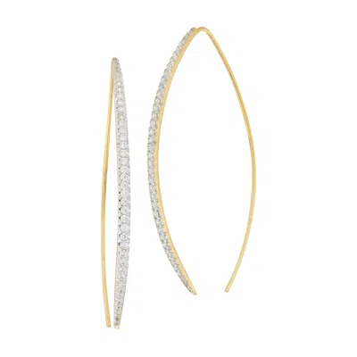 Pre-owned I. Reiss Handcrafted 14 Karat Yellow Gold Diamond V Wire Earrings