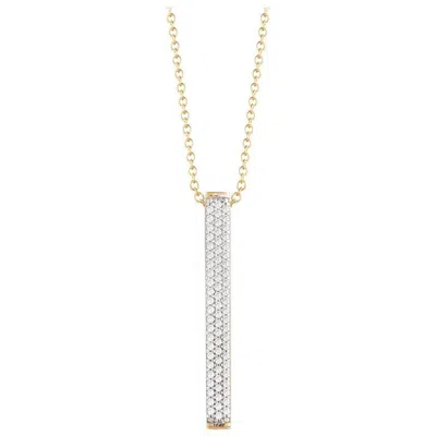 Pre-owned I. Reiss Handcrafted 14 Karat Yellow Gold Drop Diamond Bar Pendant