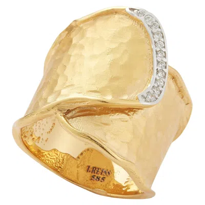 Pre-owned I. Reiss Handcrafted 14 Karat Yellow Gold Fold-over Hammered Cigar Ring