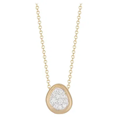 Pre-owned I. Reiss Handcrafted 14 Karat Yellow Gold Freeform Diamond Centered Pendant