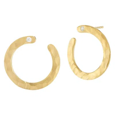 Pre-owned I. Reiss Handcrafted 14 Karat Yellow Gold Half-circle Earrings