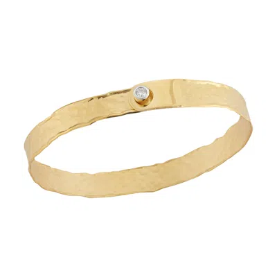 Pre-owned I. Reiss Handcrafted 14 Karat Yellow Gold Hammered 8mm Buckle Cuff Bracelet