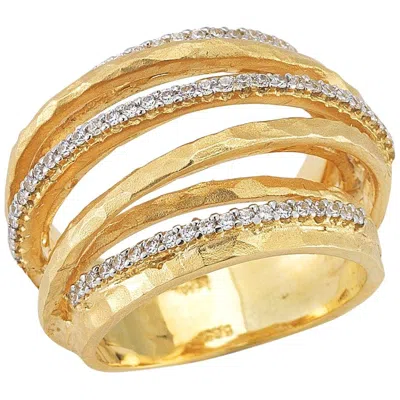 Pre-owned I. Reiss Handcrafted 14 Karat Yellow Gold Hammered Arch Ring