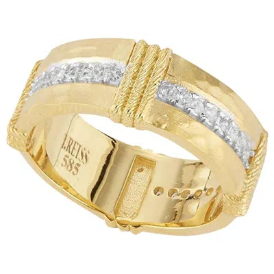 Pre-owned I. Reiss Handcrafted 14 Karat Yellow Gold Hammered Band Ring