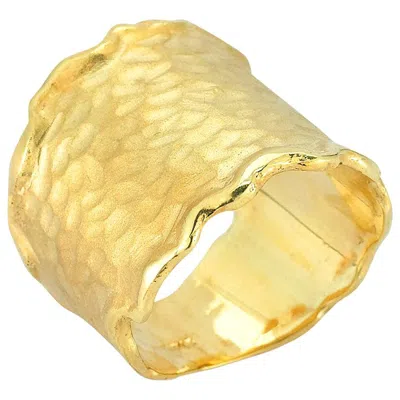Pre-owned I. Reiss Handcrafted 14 Karat Yellow Gold Hammered Cigar Ring