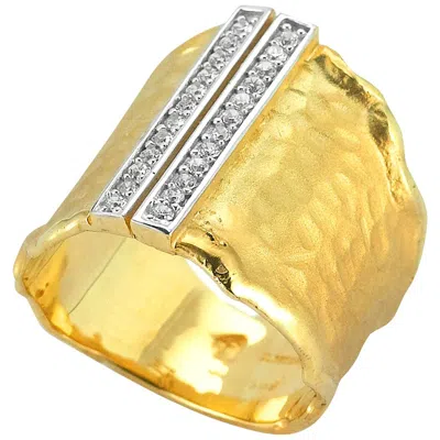 Pre-owned I. Reiss Handcrafted 14 Karat Yellow Gold Hammered Cigar Ring