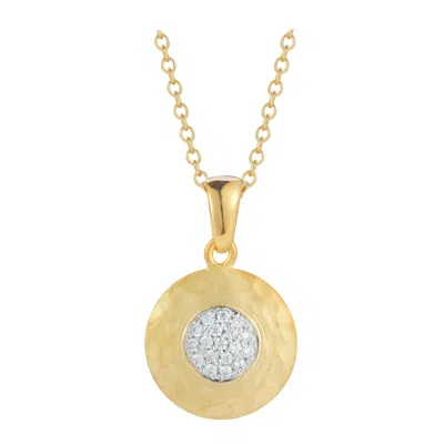 Pre-owned I. Reiss Handcrafted 14 Karat Yellow Gold Hammered Circle Pendant