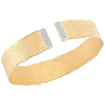 Pre-owned I. Reiss Handcrafted 14 Karat Yellow Gold Hammered Cuff Bracelet
